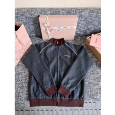 미우미우 핀스트라이프 지퍼 블루종 자켓