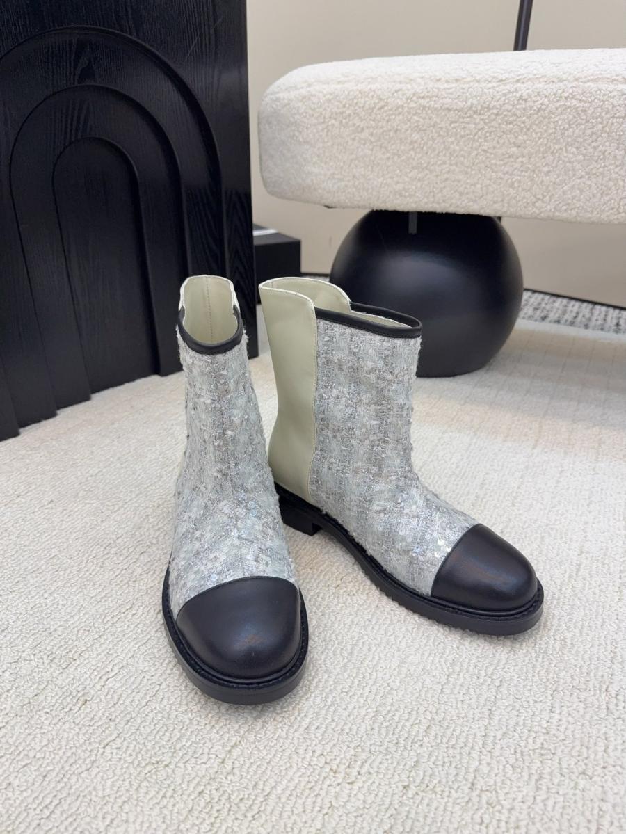 샤넬 시퀸 가죽 부츠