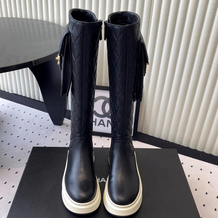 샤넬 25S 포켓 롱부츠 카프스킨